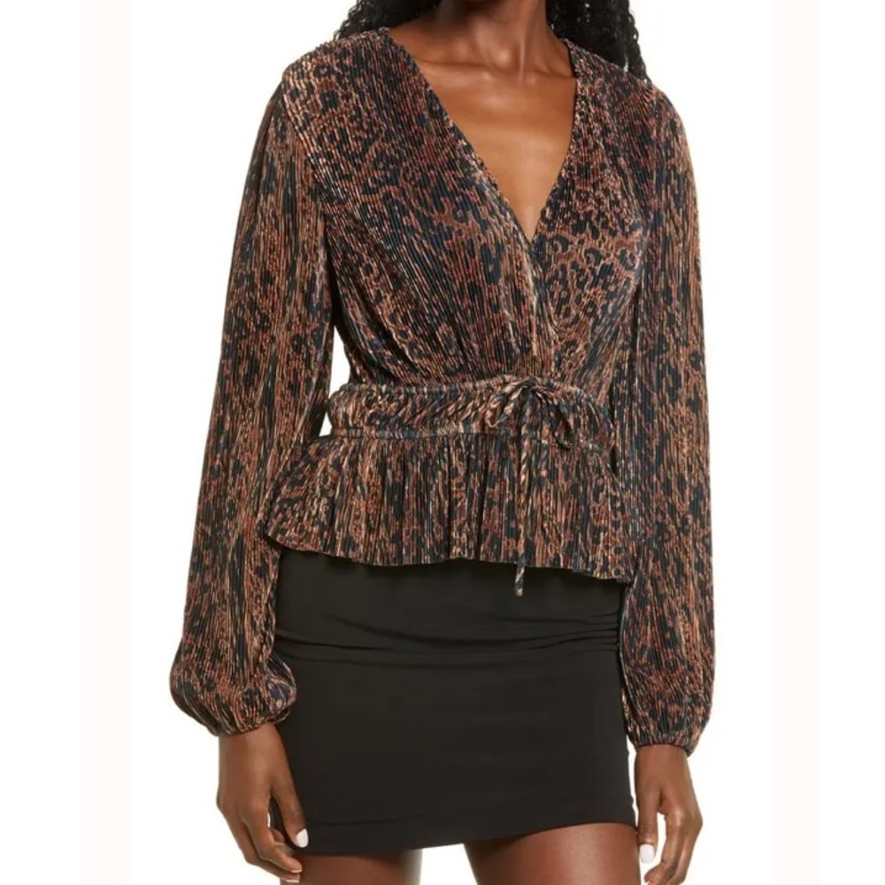 WAYF Women's Fernley‎ Faux Wrap Long Sleeve Top, Size S, NWT